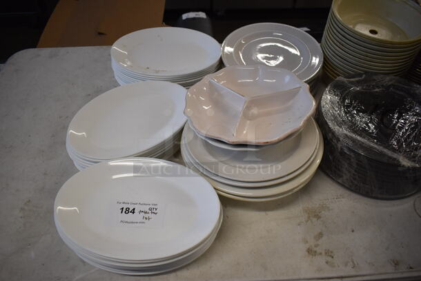 ALL ONE MONEY! Lot of Items on Tabletop Including Ceramic Plates, Ceramic Bowls, Silverware and Glasses - Image 2 of 7