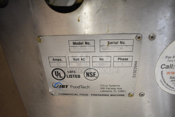 Fresh N Squeeze POS-1 Stainless Steel Commercial Floor Style Automatic Citrus Juicer on Commercial Casters. Missing Pieces. 120 Volts, 1 Phase. Tested and Working!  - Image 9 of 9