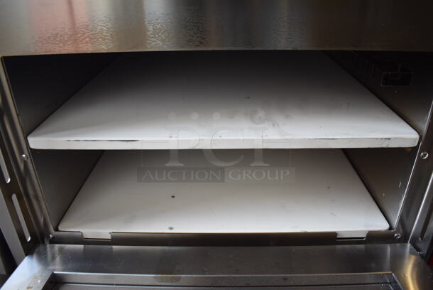 LIKE NEW! Avantco 177DPO18DS Stainless Steel Commercial Countertop Electric Powered Double Deck Countertop Pizza/Bakery Oven w/ Stones. Unit Was Used a Few Times at a Trade Show as a Demonstration. 240 Volts. Tested and Working! - Image 6 of 7