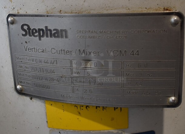 Stephan VCM44A/1 Metal Commercial Floor Style Vertical Cutter Mixer. 208 Volts, 3 Phase. - Image 9 of 11