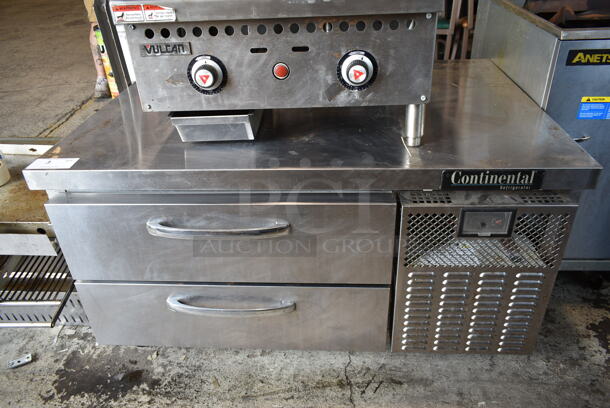 Continental D48GM Stainless Steel Commercial 2 Drawer Chef Base on Commercial Casters. 115 Volts, 1 Phase. Tested and Working! - Image 1 of 9