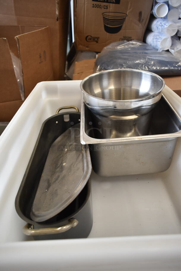 ALL ONE MONEY! Lot of Various Items Including Poly Bins, Metal Chafing Dish Frames and Skillets - Image 9 of 9