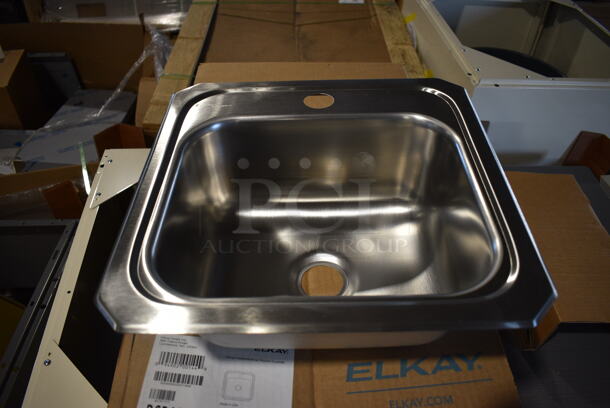 BRAND NEW IN CRATE! Royston Gray Metal Cabinet w/ Single Bay Drop In Sink and Moen Faucet. 18x30x27 - Image 10 of 11