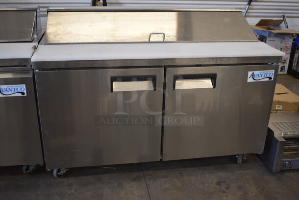 Avantco 178APT60HC Stainless Steel Commercial Sandwich Salad Prep Table Bain Marie Mega Top on Commercial Casters. 115 Volts, 1 Phase. 60x30.5x42.5. Tested and Powers On But Does Not Get Cold - Image 2 of 10