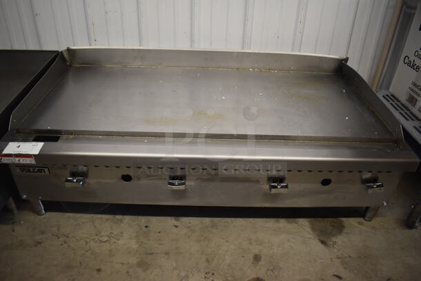 BRAND NEW SCRATCH AND DENT! Vulcan VCRG48-M1 Stainless Steel Commercial Countertop Natural Gas Powered Flat Top Griddle with Manual Controls. 100,000 BTU. 48x28x17. Tested and Working! - Image 4 of 9