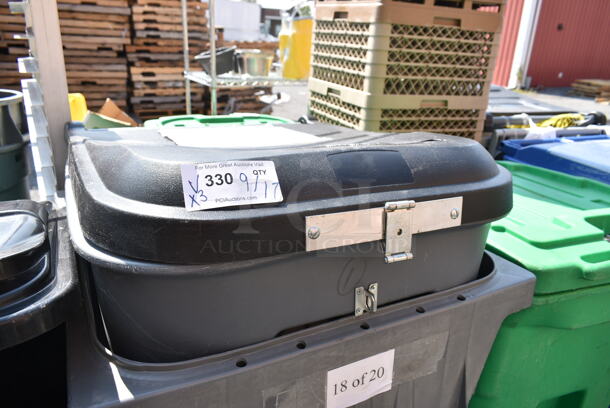3 Poly Outdoor Trash Cans. 24x28x44, 27x31x43, 26x31x32. 3 Times Your Bid! - Image 7 of 11