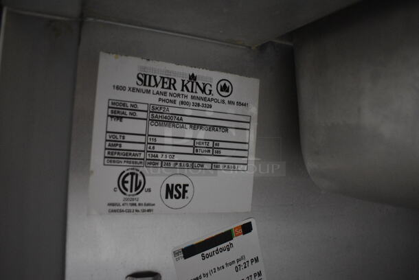 Silver King Model SKF2A Stainless Steel Commercial Prep Table w/ 5 Drop Ins w/ Pumps, 4 Drop Ins and Cutting Board on Commercial Casters. 115 Volts, 1 Phase. 27x30x43. Tested and Working! - Image 7 of 7