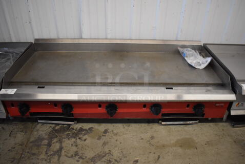 Avantco Stainless Steel Commercial Countertop Gas Powered Flat Top Griddle w/ Thermostatic Controls. Unit Can Be Either Natural or Propane Gas. 60x30x16