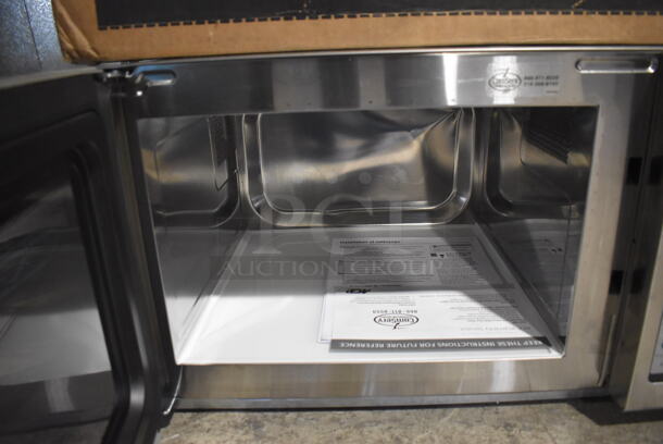 LIKE NEW! 2022 Amana RCS10TS Stainless Steel Commercial Countertop Stackable Microwave with Push Button Controls. Used a Few Times at Trade Show as a Demonstration. 120 Volts, 1 Phase. 22x16x14. Tested and Working! - Image 5 of 7