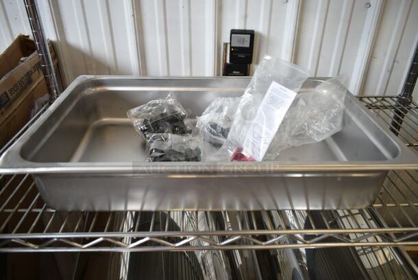 ALL ONE MONEY! Tier Lot of BRAND NEW SCRATCH AND DENT! Items Including 4070049 Choice Full Size 4" Deep 24 Gauge Anti-Jam Stainless Steel Steam Table / Hotel Pan, 2 Commercial Casters, Henny Penny Fry Basket, Cutting Board. - Image 4 of 8