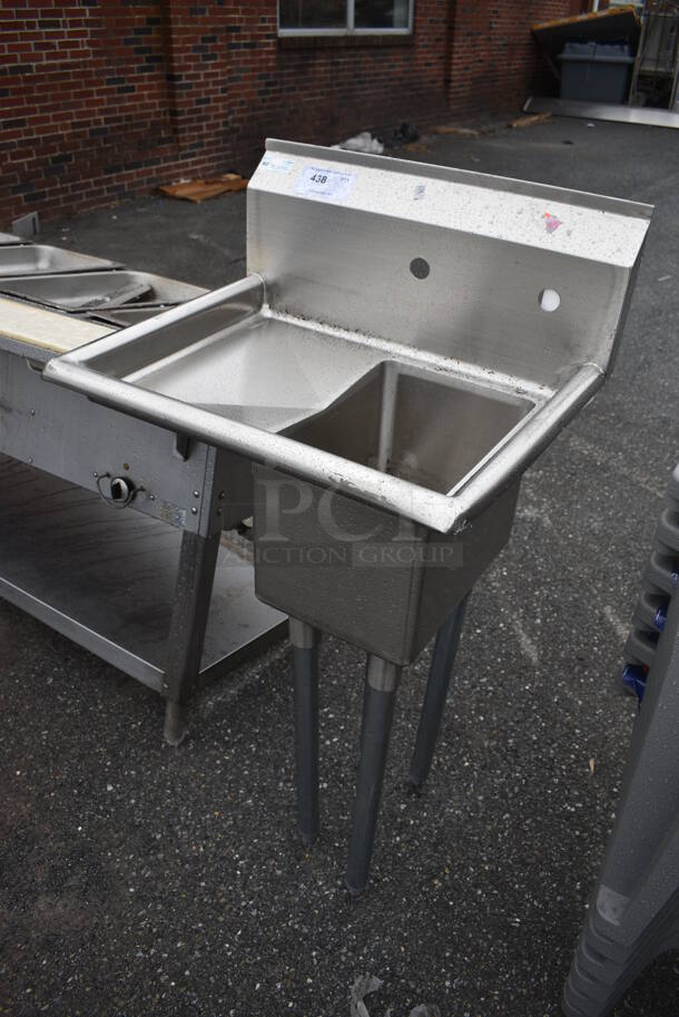 Stainless Steel Commercial Single Bay Sink w/ Left Side Drainboard. 26x20x45. Bay 10x14x10. Drainboard 10x16x1 - Image 2 of 4