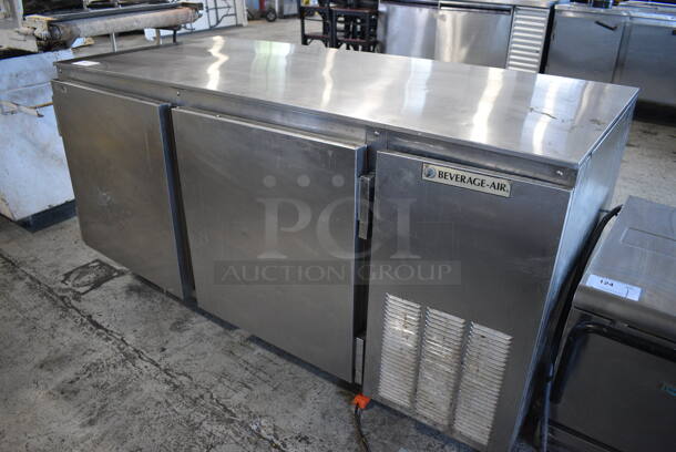 Beverage Air Model UCF67A Stainless Steel Commercial 2 Door Undercounter Cooler on Commercial Casters. 115 Volts, 1 Phase. 67x32.5x34.5. Tested and Working!