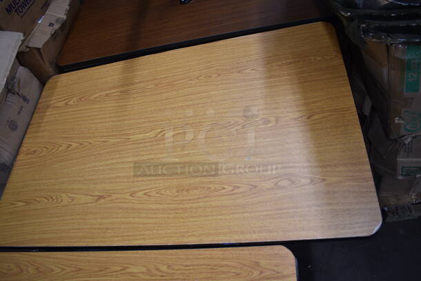 4 BRAND NEW SCRATCH AND DENT! Lancaster Table & Seating Wood Pattern Dining Height Table on Black Metal Table Base. 4 Times Your Bid!  - Image 5 of 5