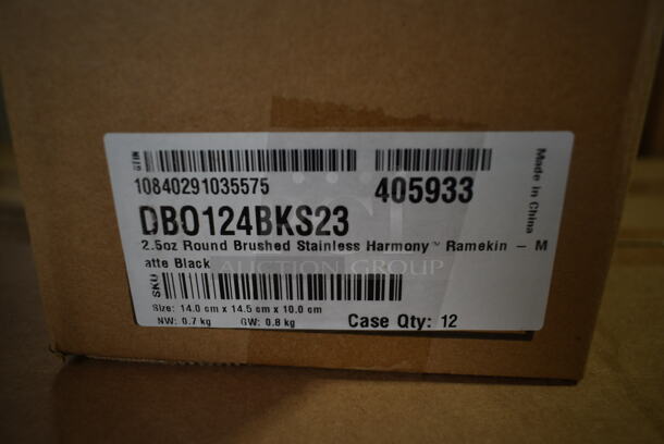 Box of 6 Cases of 12 BRAND NEW! Front of the House DBO124BKS23 Harmony 2.5 oz. Matte Black Brushed Stainless Steel Round Double Wall Ramekin - 12/Case - Image 7 of 7