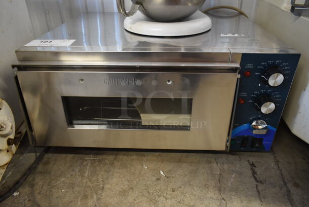 BRAND NEW SCRATCH AND DENT! 2023 Hoocoo CMO-1 Stainless Steel Commercial Countertop Electric Powered Pizza Oven w/ Broken Cooking Stone. 120 Volts, 1 Phase.  - Image 2 of 5
