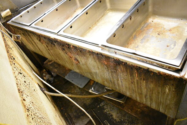Metal Commercial Electric Powered 4 Well Steam Table w/ Over Shelf and Under Shelf. This Unit Was In Working Condition When the Restaurant Closed. (kitchen) - Image 9 of 12