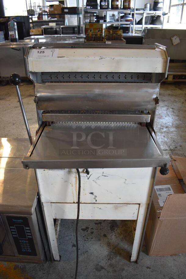 Oliver Model 777 Metal Commercial Floor Style Bread Loaf Slicer. 110 Volts, 1 Phase. 22x23x48. Tested and Working!