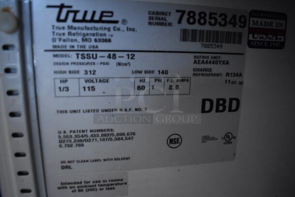 2014 True TSSU-48-12 Stainless Steel Commercial Sandwich Salad Prep Table Bain Marie Mega Top on Commercial Casters. 115 Volts, 1 Phase. Tested and Working! - Image 6 of 7