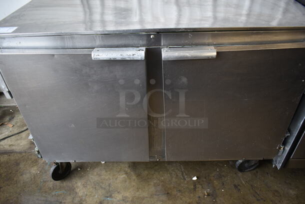 Beverage Air UCR48A Stainless Steel Commercial 2 Door Undercounter Cooler on Commercial Casters. 115 Volts, 1 Phase. Tested and Powers On But Does Not Get Cold
 - Image 3 of 7