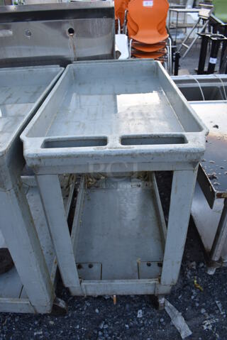Continental Gray Poly 2 Tier Cart w/ Push Handle on Commercial Casters. 17.5x34.5x34