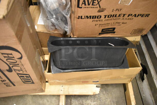PALLET LOT of 15 BRAND NEW Boxes Including 147RIC3015231 Seko RIC0152313 Front Cover for WareDose Dosing Systems, 2 Box 130APPFRK5CL Visions 5" Clear Plastic Tasting Fork - 500/Box, Kraft Tallfold Dispenser Napkins, Olde Midway Hot Dog Roller Cover, Cambro 35CLRHP150 H-Pan™ 1/3 Size Amber High Heat Plastic Colander Pan - 5" Deep, 5001TPJ Lavex 1-Ply Jumbo 1400' Toilet Paper Roll with 9" Diameter - 12/Case, 128HD12COMBO ChoiceHD 12 oz. Microwavable Translucent Plastic Deli Container and Lid Combo Pack - 240/Case, 2 Box 50020W Choice 20 oz. White Poly Paper Hot Cup - 600/Case, 129MCR24B Choice 24 oz. Black Round Microwavable Heavy Weight Container with Lid 7 1/4" - 150/Case. 15 Times Your Bid! - Image 4 of 12