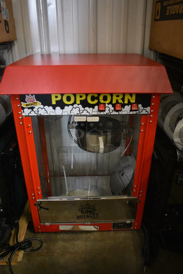 BRAND NEW IN BOX! Carnival King Model 382PM30R Metal Commercial Countertop Popcorn Machine. 110 Volts, 1 Phase. 22x16.5x30