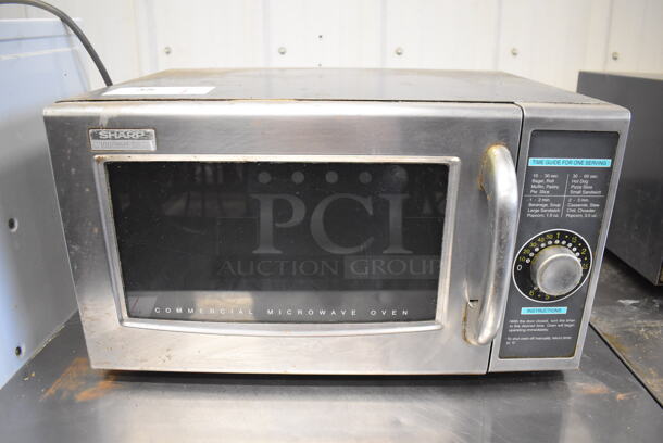 Sharp R-21LCF Stainless Steel Commercial Countertop Microwave Oven. 120 Volts, 1 Phase. 20.5x17x12