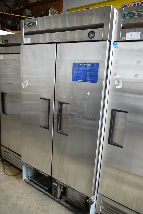 2017 True T-35 Stainless Steel Commercial 2 Door Reach In Cooler w/ Poly Coated Racks. 115 Volts, 1 Phase. Tested and Working! - Image 1 of 5