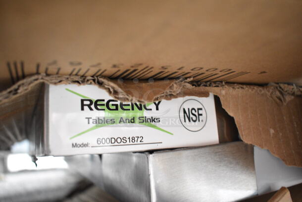 BRAND NEW SCRATCH AND DENT! Regency 600DOS1872 Stainless Steel Double Deck Overshelf - 18" x 72" x 32". May Be Missing Pieces.  - Image 3 of 3