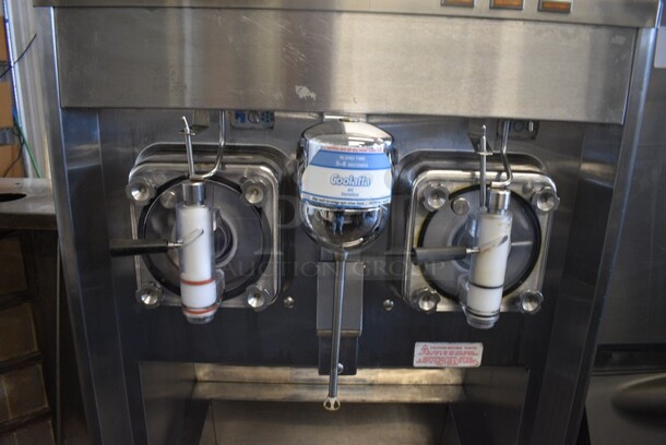 Taylor Model 342D-27 Stainless Steel Commercial Floor Style Air Cooled 2 Flavor Frozen Beverage Machine w/ Drink Mixer Attachment on Commercial Casters. 208-230 Volts, 1 Phase. 26x34x60. - Image 3 of 7