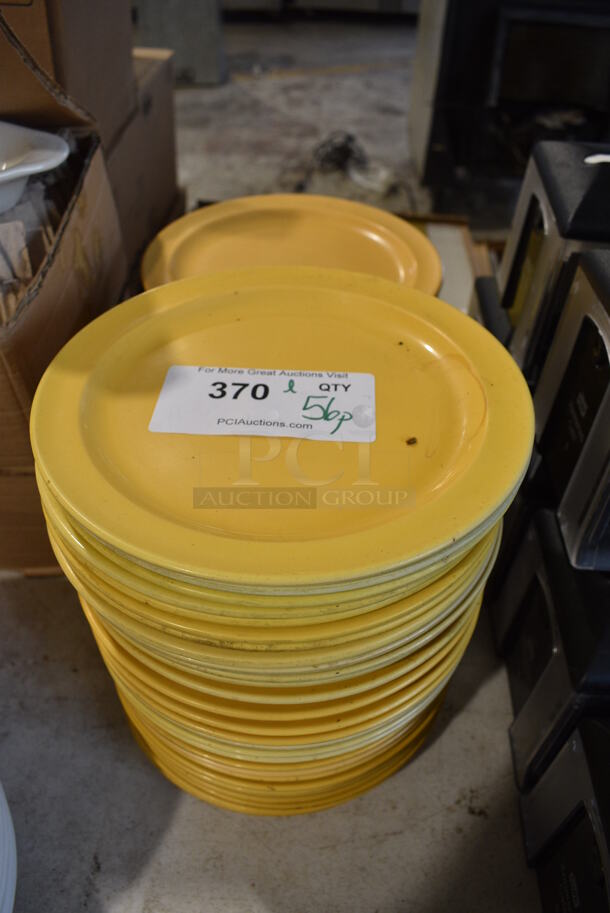 ALL ONE MONEY! Lot of 56 Yellow Poly Plates! 9x9x1. 