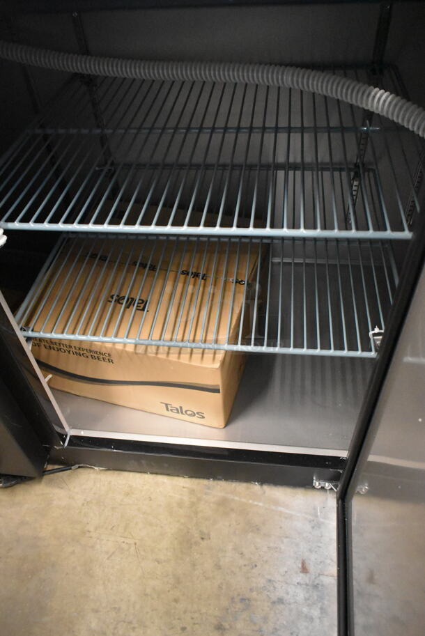 BRAND NEW SCRATCH AND DENT! 2024 Avantco 178UDD4HC  Black Kegerator / Beer Dispenser with (2) 2 Tap Towers - (4) 1/2 Keg Capacity. See Pictures for Dents. 115 Volts, 1 Phase. Tested and Working! - Image 5 of 9