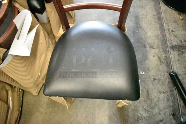 14 BRAND NEW SCRATCH AND DENT! Wooden Dining Height Ladder Back Chair w/ Black Cushion. 14 Times Your Bid!  - Image 4 of 9