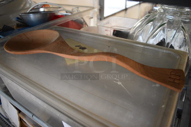 ALL ONE MONEY! Lot of 2 Tiers of Various Items Including Poly Bins, Bags and Various Wooden Pieces - Image 3 of 8