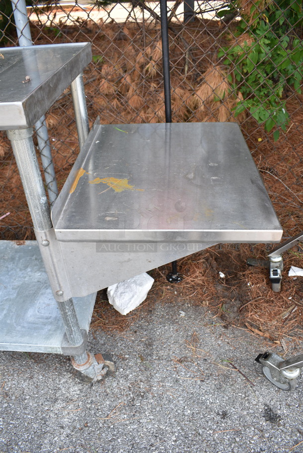 Stainless Steel Commercial Table w/ Metal Under Shelf and Side Shelf on Commercial Casters.  - Image 3 of 6