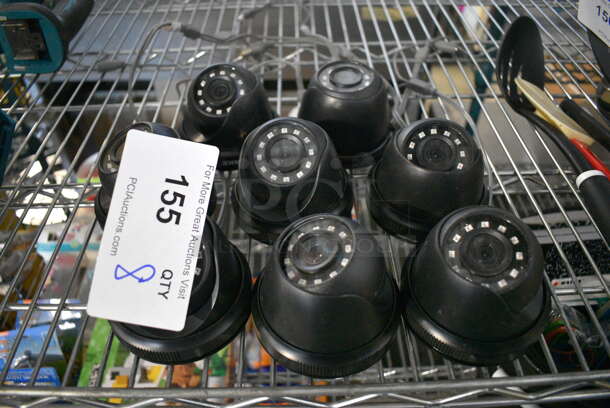 8 Black Dome Security Cameras. 3.5x3.5x3. 8 Times Your Bid!