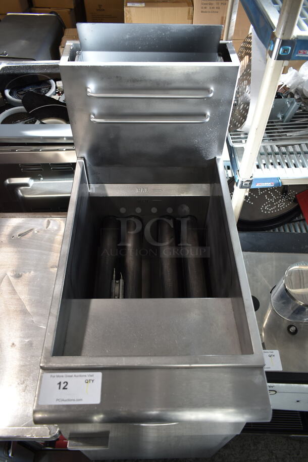 2022 Entree F4-N Stainless Steel Commercial Floor Style Natural Gas Powered Deep Fat Fryer. 120,000 BTU.  - Image 2 of 6