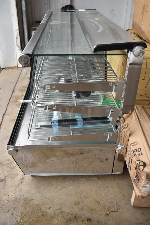 BRAND NEW SCRATCH AND DENT! ServIt 423HDM48SA Stainless Steel Commercial Countertop Full Service Heated Merchandiser Display Case. See Pictures for Missing Side Panel. 120 Volts, 1 Phase. Tested and Working! - Image 4 of 7