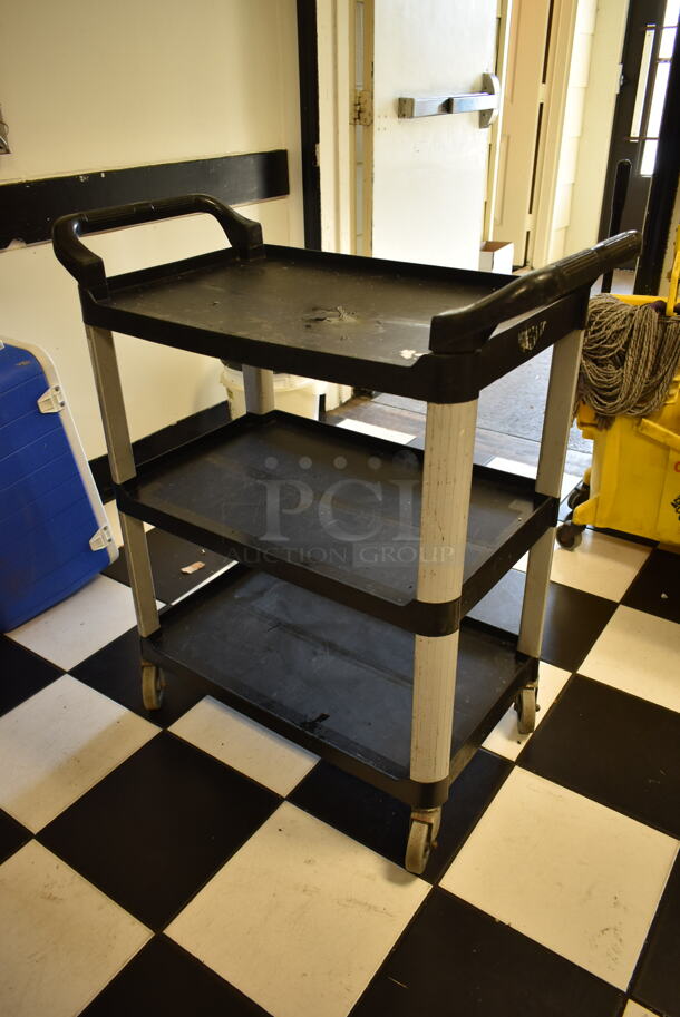 Black Poly 3 Tier Cart w/ Handles on Commercial Casters. (kitchen) - Image 2 of 6