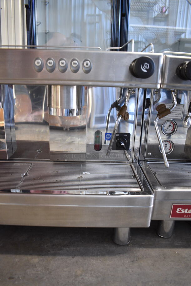 Estella 236ECEM2 Stainless Steel Commercial Countertop 2 Group Espresso Machine w/ 2 Steam Wands. 220-240 Volts, 1 Phase.  - Image 3 of 9