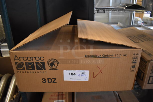 5 Boxes of Various BRAND NEW! Glasses; 3 Boxes of 36 Arcoroc Hi Ball, Box of 24 Embassy Brandy and Box of 36 Arcoroc Excalibur Goblet. 5 Times Your Bid! - Image 3 of 12