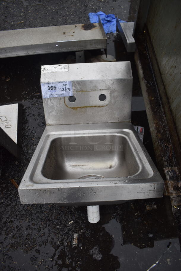 Stainless Steel Commercial Single Bay Wall Mount Sink. 12x16x18