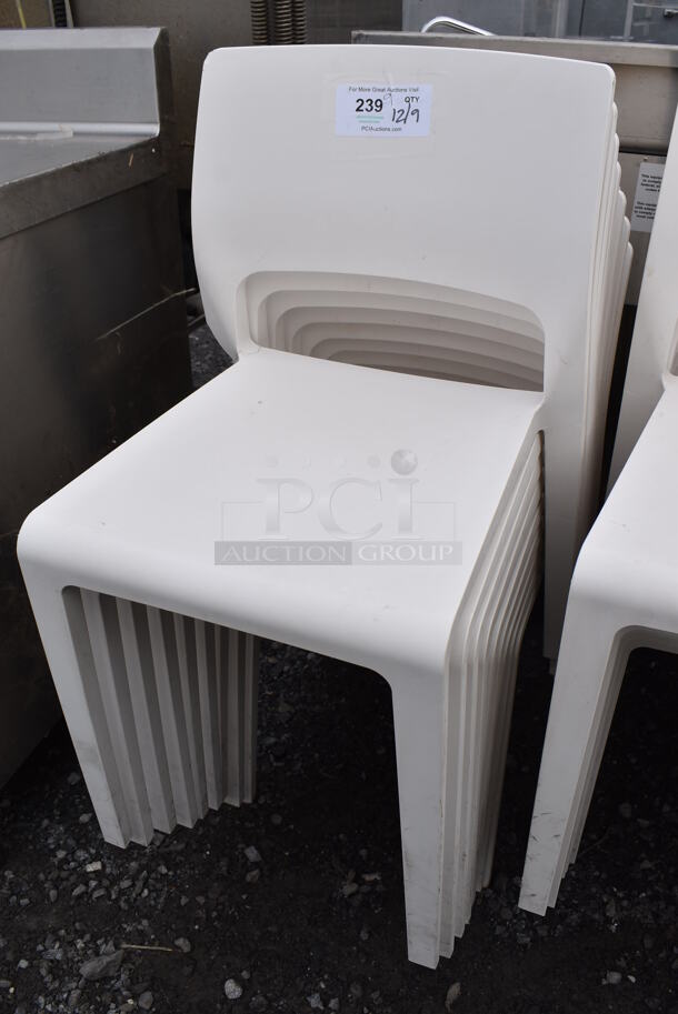 9 White Poly Dining Chairs. 17.5x18x31. 9 Times Your Bid! - Image 2 of 3