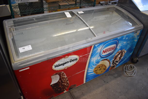 AHT RIO S 175 Metal Commercial Chest Freezer Merchandiser on Commercial Casters. 120 Volts, 1 Phase. 68x26x34. Tested and Working! - Image 1 of 6