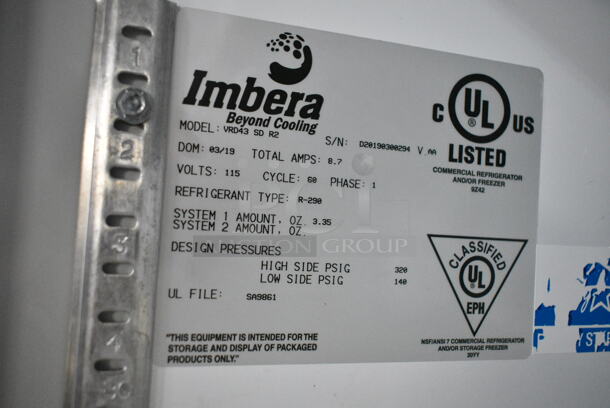 Imbera VRD43 Metal Commercial 2 Door Reach In Cooler Merchandiser w/ Poly Coated Racks. 115 Volts, 1 Phase. Tested and Powers On But Does Not Get Cold - Image 5 of 5