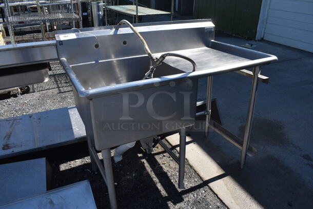 Stainless Steel Commercial Single Bay Sink w/ Right Side Drainboard, Faucet and Handles. 50x29x43. Bay 24x24x12. Drainboard 22x25x1 - Image 4 of 5