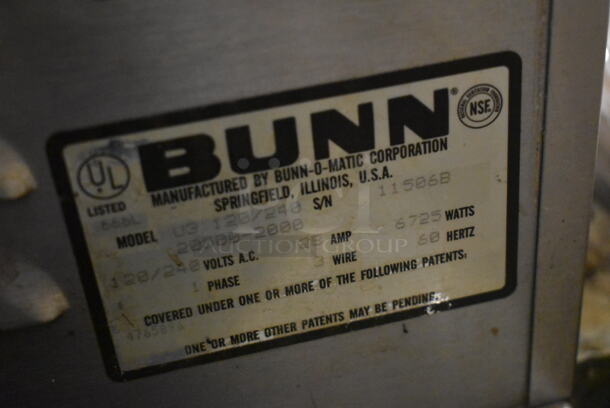 Bunn U3 120/240 Stainless Steel Commercial Countertop 3 Gallon Twin Coffee Machine Urn w/ Hot Water Dispenser and 2 Poly Brew Baskets. 120/240 Volts, 1 Phase. - Image 9 of 9