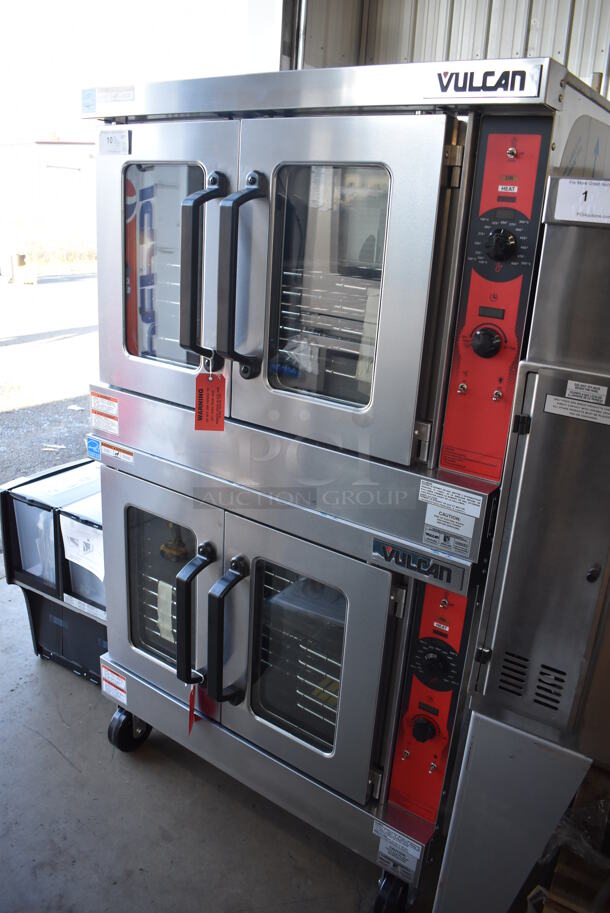 2 BRAND NEW SCRATCH AND DENT! LATE MODEL! Vulcan VC5GD-11D1Z Stainless Steel Commercial Natural Gas Powered Full Size Convection Oven w/ View Through Doors, Metal Oven Racks and Thermostatic Controls on Commercial Casters. 41x31x71. 2 Times Your Bid! - Image 2 of 9