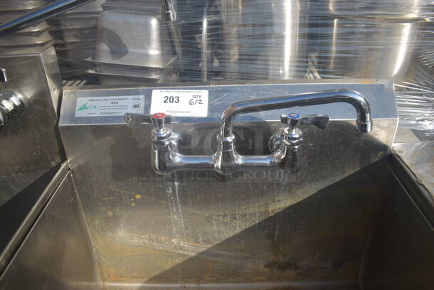 KCS KCS-SQS2424-1A Commercial Stainless Steel One Bay Utility Sink With Gooseneck Faucet On Galvanized Legs. - Image 2 of 6