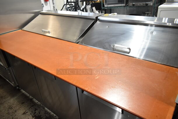 2017 Migali C-SP72-18-HC Stainless Steel Commercial Sandwich Salad Prep Table Bain Marie Mega Top on Commercial Casters. 115 Volts, 1 Phase. Tested and Powers On But Does Not Get Cold - Image 3 of 10